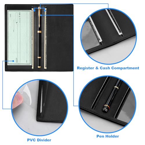 CASMONAL Premium Leather Checkbook Cover for Men and Women Checkbook Holder Wallet RFID Blocking3
