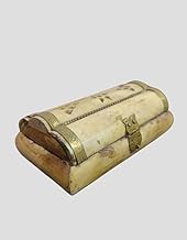 Antique Handcrafted Trinket Box Natural Bone Chips on Wood Hand Engraved RF