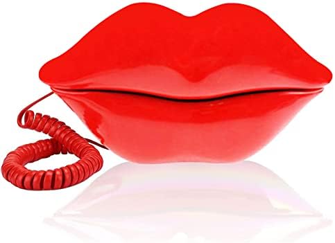 TelPal Red Mouth Telephone Wired Novelty Sexy Lip Phone Gift Cartoon Shaped Real Corded Landline Home Office Phones Furniture Decor