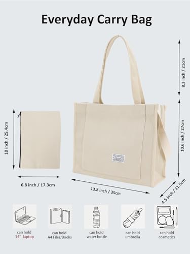 Bolso Tote ligero para mujer 2 piezas color off white miniatura 3