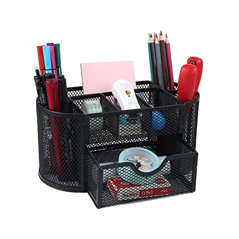 Office Storage Organiser - Metal Wire Organiser with 9 Compartments, Pencil Holder, Office Accessory, Pen Holder, Multifunctional Office Supplies for Home Office School Cover