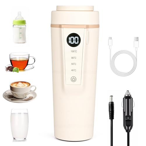 Hervidor de Agua Portatil, Apritsce 12V 400 ML Hervidor de Agua Portatil, 96W Taza Aislante Hervidor Portatils para Hacer Café Leche y Té Hervidor de Agua Portatil, Apritsce 12V 400 ML Hervidor de Agua Portatil, 96W Taza Aislante Hervidor Portatils para Hacer Café Leche y Té