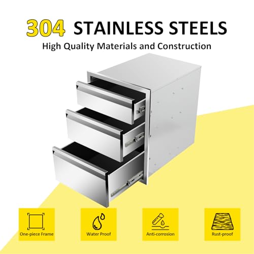 Outdoor-Kitchen-Drawers-18-W-x-23-H-x-23-D-Flush-Mount-Triple-BBQ-Drawers-with-Hidden-Handle-Stainless-Steel-Drawer-for-Outdoor-Kitchen-Island-Patio-Grill-Station Outdoor Kitchen Drawers 18 W x 23 H x 23 D Flush Mount Triple BBQ Drawers with Hidden Handle Stainless Steel Drawer for Outdoor Kitchen Island Patio Grill Station