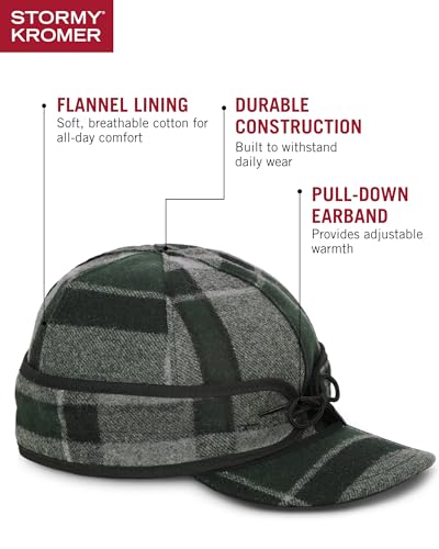 Image of Stormy Kromer The Original Cap, Wool Blend Hat, Warm Winter Outdoor Cap with Flannel Lining, Earflaps, for Men and Women