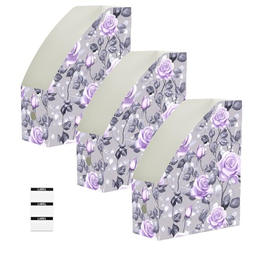Chemises de rangement pliables Lot de 6 classeurs magazines 23x31 cm rose lilas gris