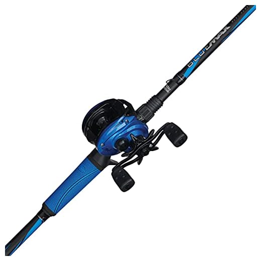 Abu Garcia Blue Max Low Profile Baitcast Reel and Fishing Rod Combo, 7'