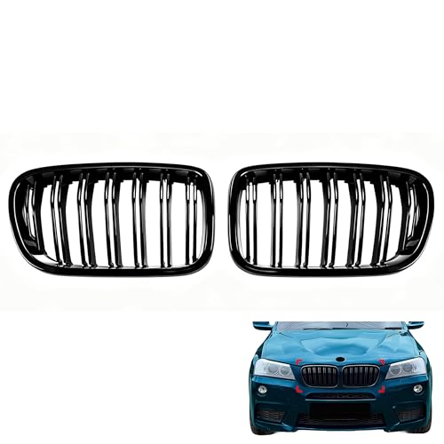 Grille radiateur X3 F25 en ABS noir brillant double branche pour protection pare-choc