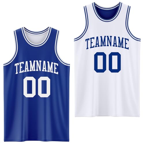 Royal Blue White Reversible Basketball Uniform Personalized