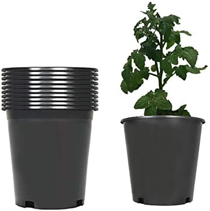 TINVHY 10-Pack 1.6 Gallon Premium Black Nursery Pot Plant Container Garden Planter Pots (1.6 Gallon)