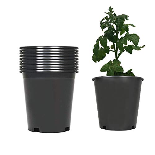 Tinvhy 10-Pack 1.6 Gallon Premium Black Nursery Pot Plant Container Garden Planter Pots (1.6 Gallon) #TOP1