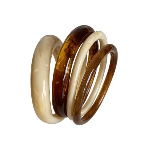 F ME Acrylic Bangles Bracelets For Women Maillard Lightweight Chunky Resin Bracelets Premium Fall Winter Boho Jewelry Gift
