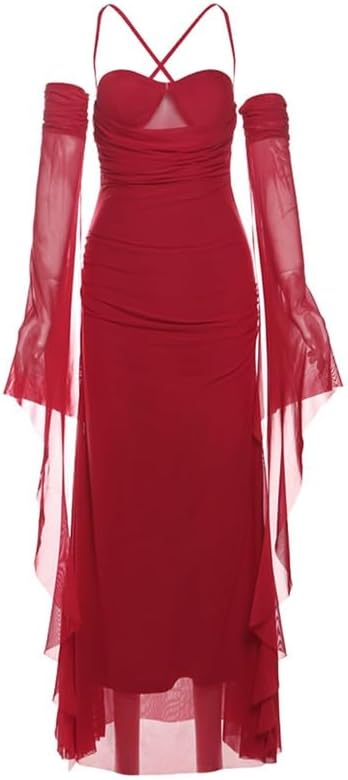 JSEIAJB Red Slim Fit High Waist Dress Fashion Suspender Sleeveless Backless Dress Casual Dresses