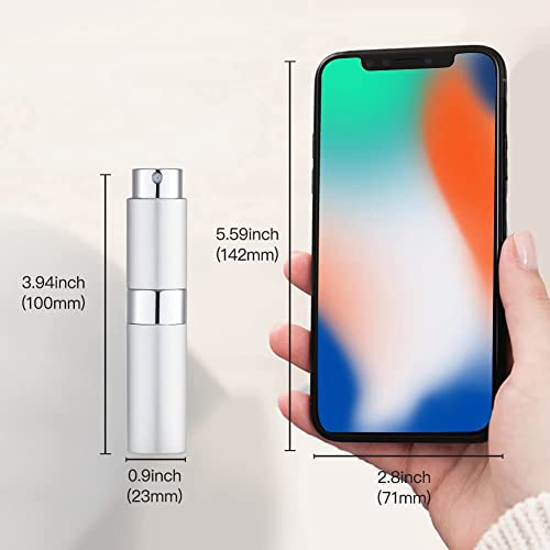 Image of 10ML Mini Perfume Atomizer Spray Bottle, Empty Refillable Glass Travel Cologne Sprayer for Men & Women with Refill Tools (Silver-3)