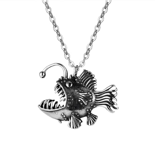 Colliers pour homme avec pendentif poisson gothique idéal pour les soirées rock et motard