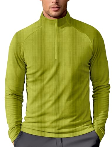 Zengjo Mens 1/4 Zip Athletic Running Workout Pullover Shirts Long Sleeve Quarter-Zip Thermal Baselayer Top Mock Neck