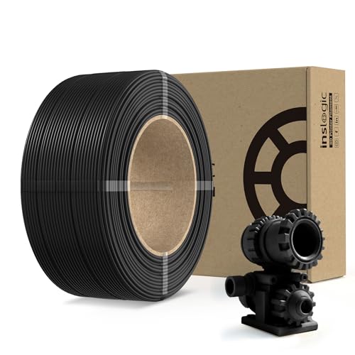 Inslogic Vorgetrocknetes PA6-CF Kohlefaser Nylon Filament 1.75mm Schwarz PA6-CF 0.5kg Nachfüllung mit 20% Kohlefaser 3D Druck Filament für Industrielle Werkzeuge Passt 1kg Spule