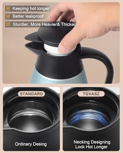 Image of 70 OZ Updated Thermal Coffee Carafe for keeping hot, 2 PCS Carafes for hot liquid, Insulated Coffee Carafe Stainless Steel Vacuum Thermal Pot for Coffee, Hot Water,Keep Hot 12 Hours (Blue+Blue)
