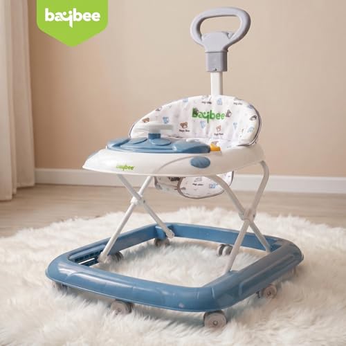 Image of Baybee Baby Walkers for 6-18 Month Baby Boy and Girl with Parental Handle | Interactive Musical Activity, Removable Play Panel & Feeding Tray, Breathable Soft Mesh Seat, Foldable Portable Design | Push Walker for kids (Blue)