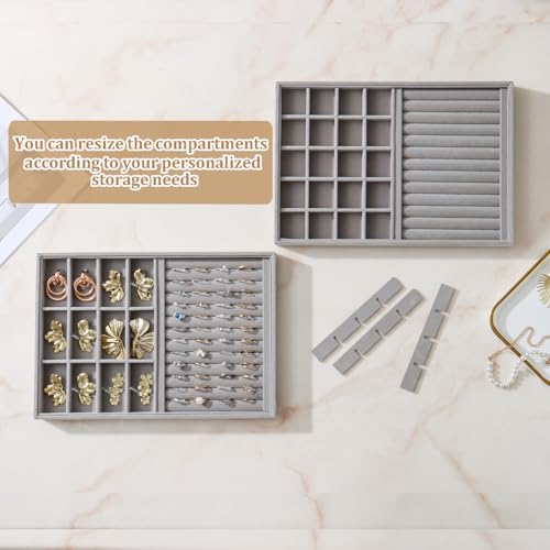 Image of Large Velvet Jewelry Tray Display Drawer Inserts 2 Pack