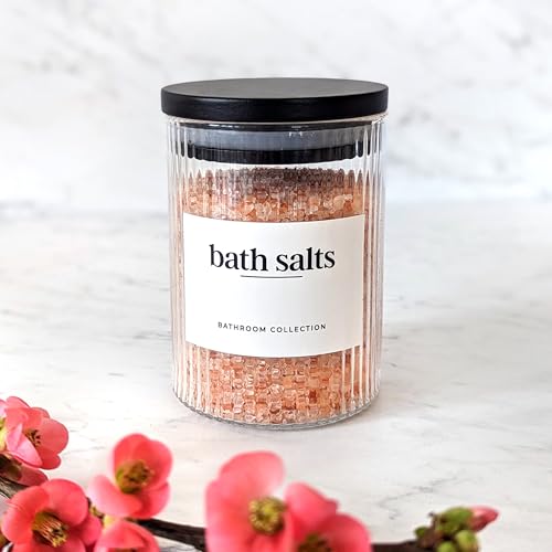 Tarros de baño de vidrio acanalado premium con sofisticadas tapas negras 4