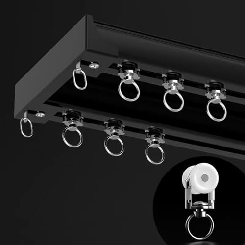 Tringle à rideau de plafond en aluminium robuste double rail noir - 2