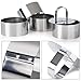 HULISEN Round Cake Ring Mold, Stainless Steel 3” Cooking Crumpet Rings with 1 Pusher & 4 Food Form, Tuna Tartare Mold for Pancake, Salad, Mousse