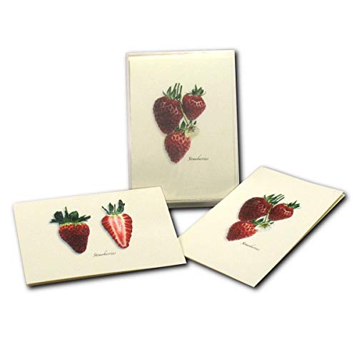 Image of Earth Sky + Water - Strawberry Assortment Notecard Set - 8 Blank Cards with Envelopes (4 each of 2 styles)