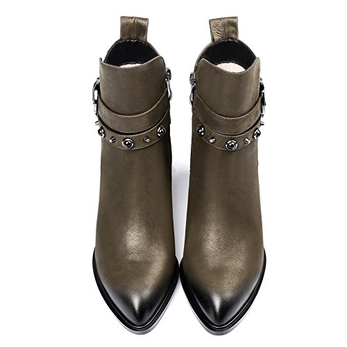 Klmknjnjnnnn Donna tacco alto stivali in pelle