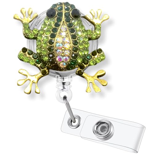 Cute Frog Badge Reel Holder Rhinestone Shinny Diamond