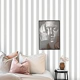 Cohoo Home Gray and White Wallpaper Peel and Stick Striped Contact Paper for Cabinets Gray and White Contact Paper Modern Self-Adhesive Removable Wallpaper Bedroom Bathroom Waterproof 118inL 18inW