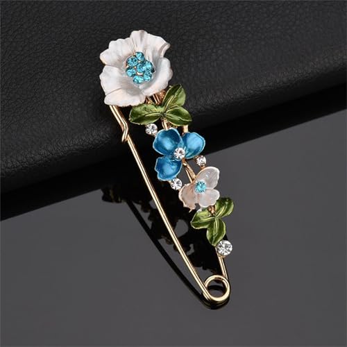 Image of Crystal Flower Brooch Sweater Shawl Brooch Collar Safety Pin Stylish Chic Multi-colored Tulip Flower Pin Rhinestone Enamel Brooch Wedding Party Accessories Jewelry for Women