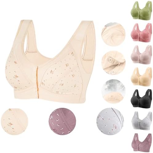 Ellymuse Daisy Bras for Older Women Front Closure Wireless Push Up Bra Everyday Wirefree Comfortable Sleep Bras Ellymuse Daisy Bras for Older Women Front Closure Wireless Push Up Bra Everyday Wirefree Comfortable Sleep Bras