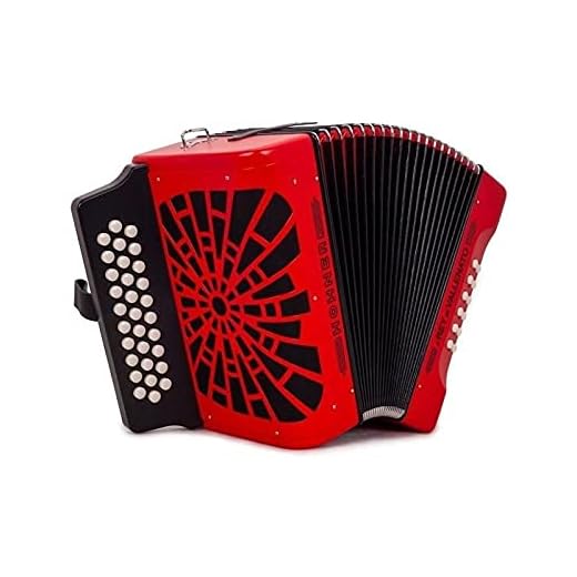 ACORDEONES DIAT. BOTONES. HOHNER Acordeon de piano cromatico EL REY DEL VALLENATO GCF ROJO SILVER GRILL.