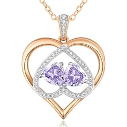 CDE Double Birthstone Rose Gold Pendant Necklace Gift for Women | Personalized design,ideal Anniversary Mothers Day Birthday jewelry gift for Mom,Wife