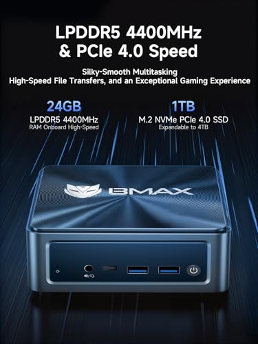 Image of Bmax Mini PC B11 Power, AI Mini PC with Intel Core Ultra 7 155H (Built-in NPU), 24GB LPDDR5 1TB NVMe SSD, 4K Triple Display (HDMI 2.1 /DP 2.1 /Type-C), WiFi 6 /BT 5.2,Mini Desktop Computer for Design