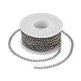 Pandahall 16.40 Feet Soldered Stainless Steel Curb Chains Rainbow Color Metal Cable Twisted Link Chains Unwelded Extender Chains Link Necklace for DIY Necklace Bracelet Jewelry Making 4x3mm
