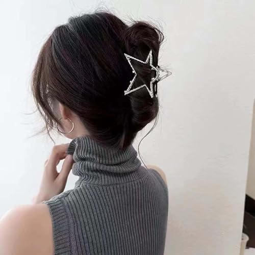 Aneneiceera Pinza de Pelo Estrella Vintage de Metal Plateada miniatura 6