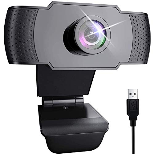 Webcam 1080p con Micrófono para PC, Web Cámara Portátil para Ordenador Web Cam Portátil USB 2.0 Web Camera para Videollamadas,Estudios,Conferencias,Zoom,Skype,Grabación,Youtube,Apto para Windows Mac