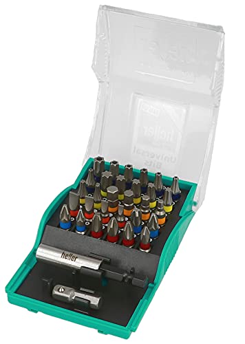 Heller Tools 4200 Universal Bit Set TT/HEX/PZ/PH/SL/TT, 32-teilig, mit Magnethalter, Profi-Qualität, akkuschrauber bit set, schlagschrauber bits, bohrer bits set