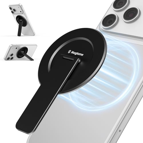 Magtame Magnetic Phone Stand for Magsafe Ultra-Slim Snap-on Phone Holder Kickstand 180 Adjustable Angle Damping Design Cellphone Grip Black