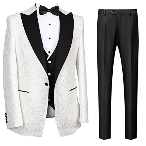 Costume jacquard homme trois pièces style smoking raffiné avec finitions tailleur premium