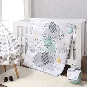 The Peanutshell Elephant Crib Bedding Set for Boys or Girls, 5 Pieces