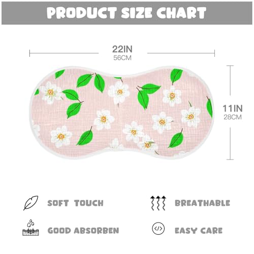 2 Pack Baby Burp Cloths, Soft Absorbent Burping Cloths for Babies, Cotton Milk Spit Up Rags, Large Size for Newborns, Baby Boys and Girls (White Floral Pattern)4