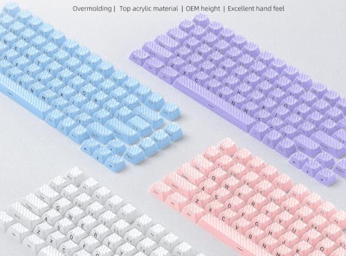 Image of 136 Keys Crystal Pudding Keycaps, OEM Profile Side Printed Keycaps Set, ABS+PC Double Shot for MX Switches Mechanical Keyboard(Blue)