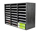 PAG Mail Sorter Organizer, Wood Literature Organizer, Student Mailbox for Classroom, Desktop Bill Paper Organizer for Office Home School, 27 Compartments, Dark Gray