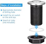 MECCANIXITY Garbage Disposal Air Switch Button 32mm Dia 304 Stainless Steel Self Locking for Sink Top Waste Disposer