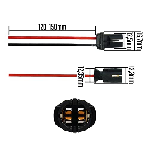 L & P Car Design 1x T10 W5W Fassung Stecker Lampenfassung Standlicht Parklicht Glas Sockel Glassockel Stecksockel W3W WY5W W2,1X9,5D für Lampen Glühlampen Glühbirnen