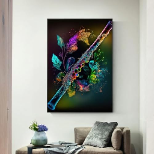 Affiches sur toile notes de musique peinture murale abstraite salon 80x110cm