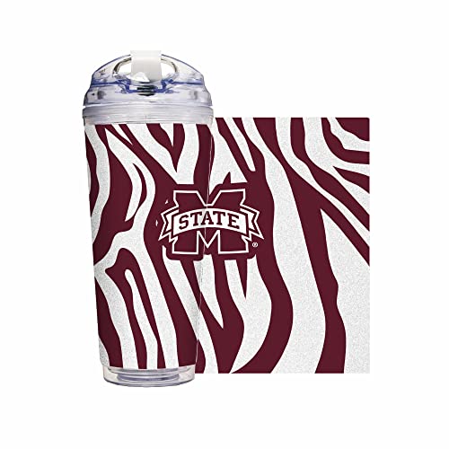 Image of Rico Industries NCAA Glitter 24oz Acrylic Glitter Tumbler with Hinged Lid, Officially Licensed Double Wall Tumbler with Straw