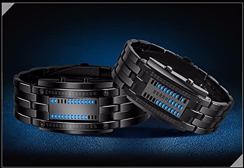 Image of ADSBIAOYE Men's and Women's Watches Fashion Creative Double Matrix Binary LED Waterproof Stainless Steel Watch